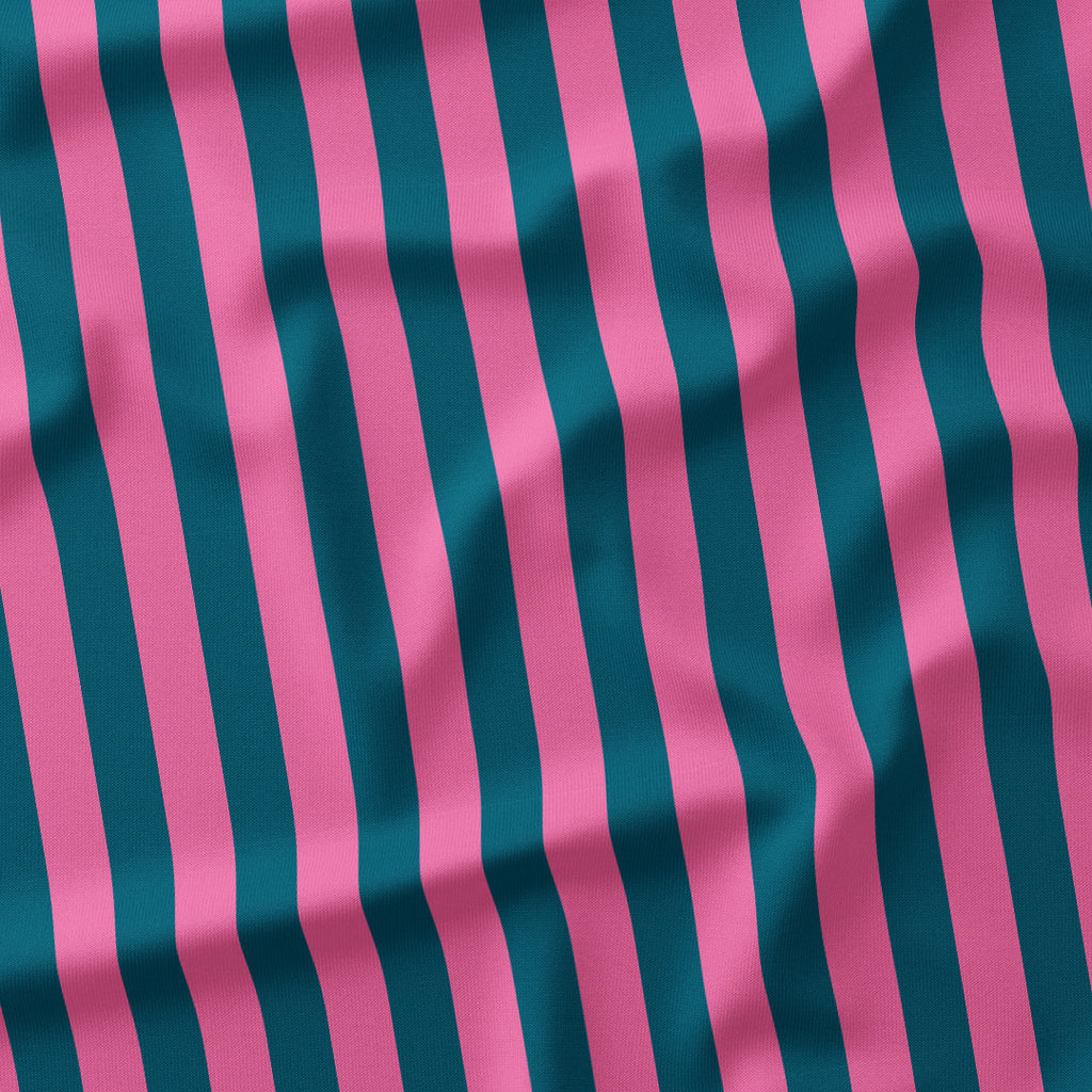 Stripe Pink and Dark Teal fabric