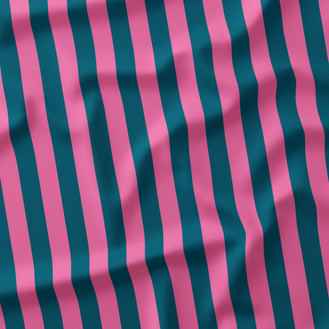 Stripe Pink and Dark Teal fabric
