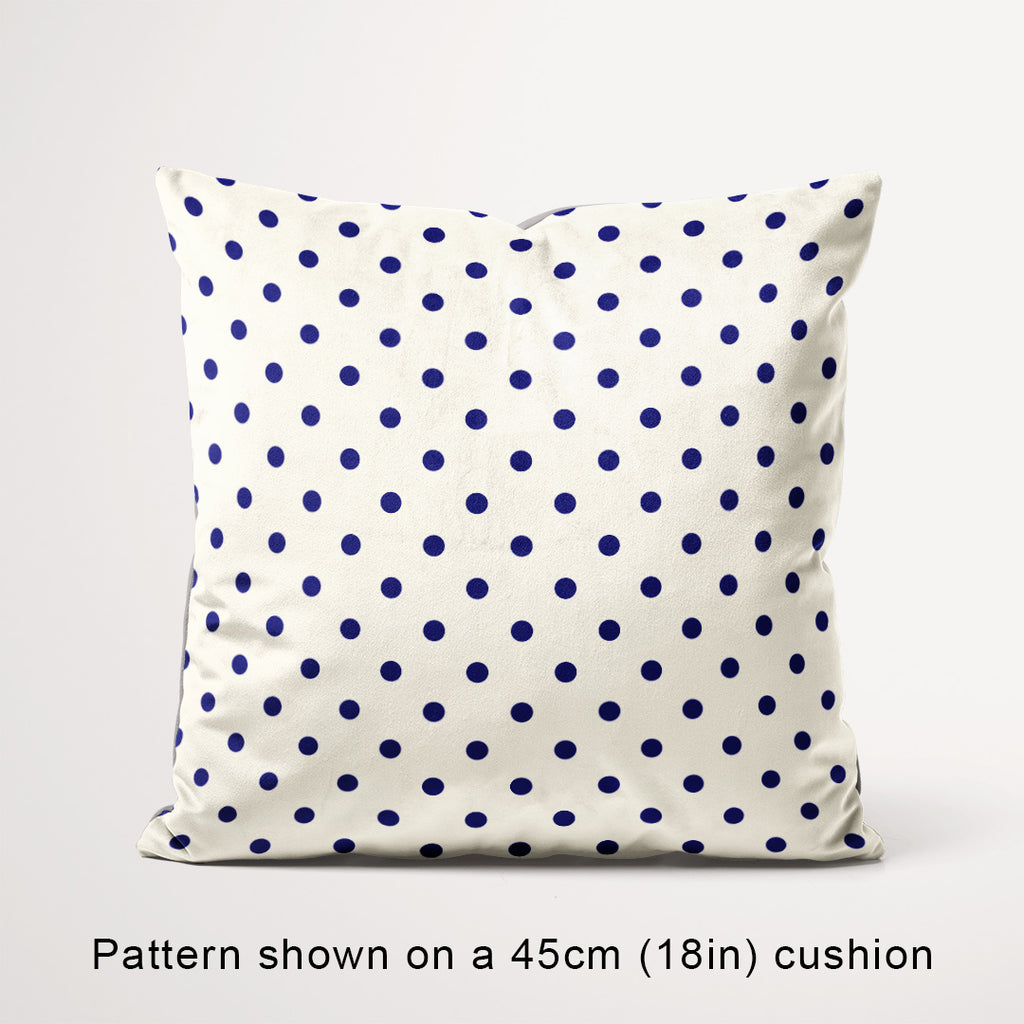 Polka Dot Dark Blue and Cream fabric, 45cm view