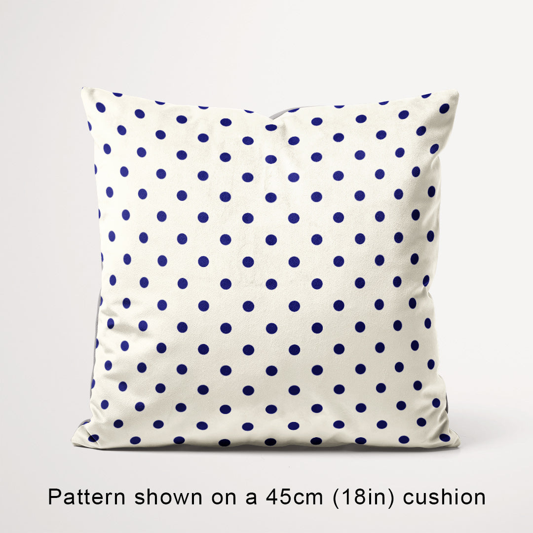 Polka Dot Dark Blue and Cream fabric, 45cm view