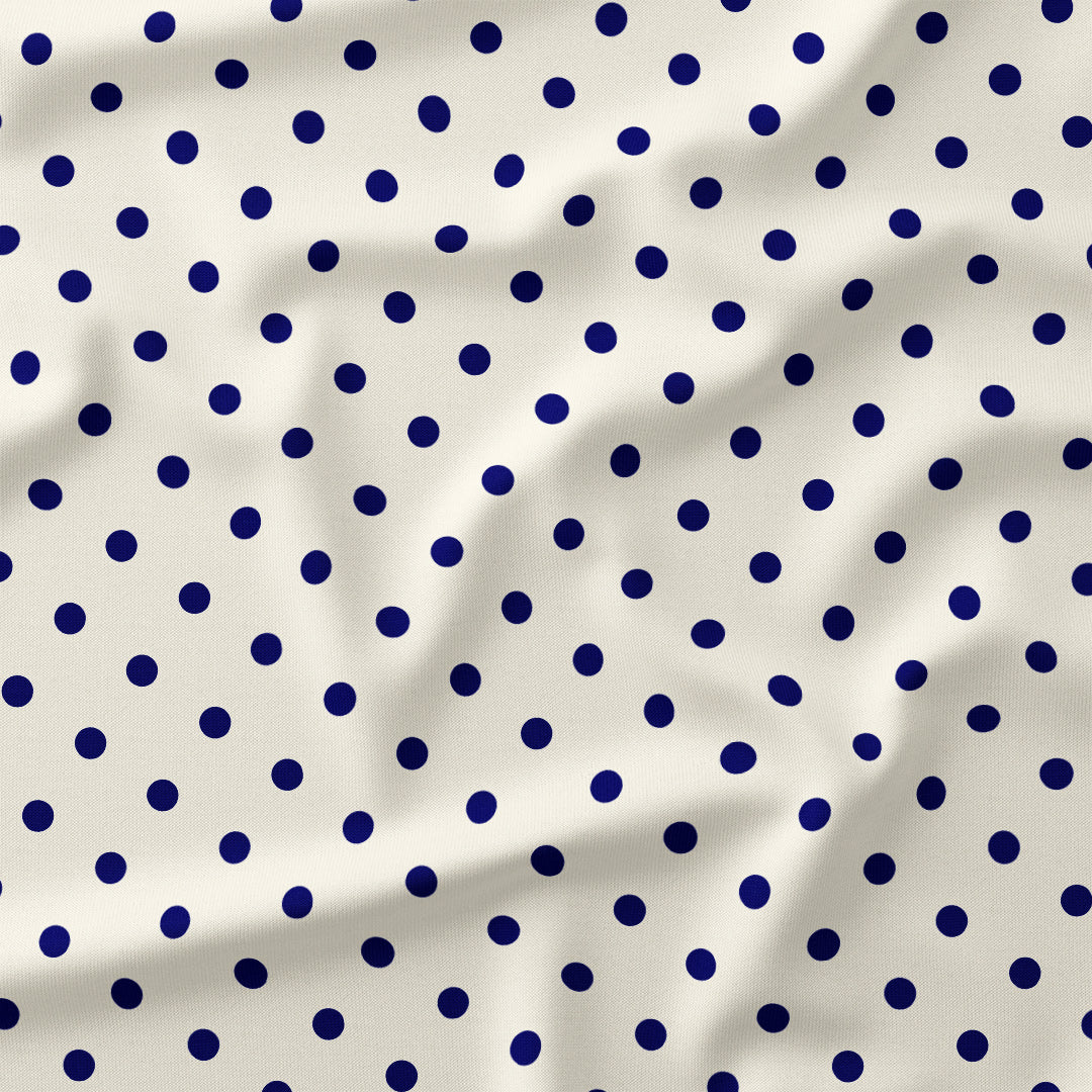 Polka Dot Dark Blue and Cream fabric