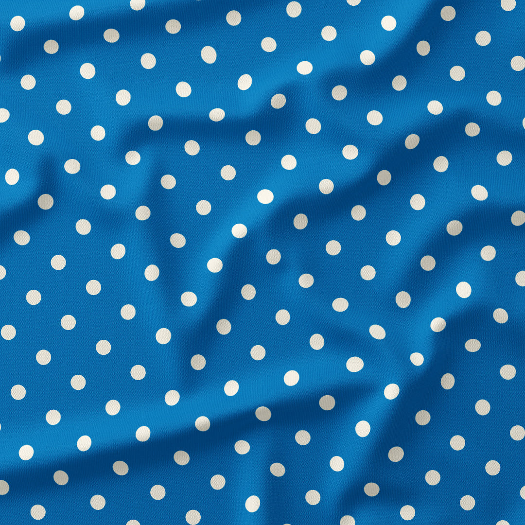 Polka Dot 0.5in Cream and Mid Blue Fabric