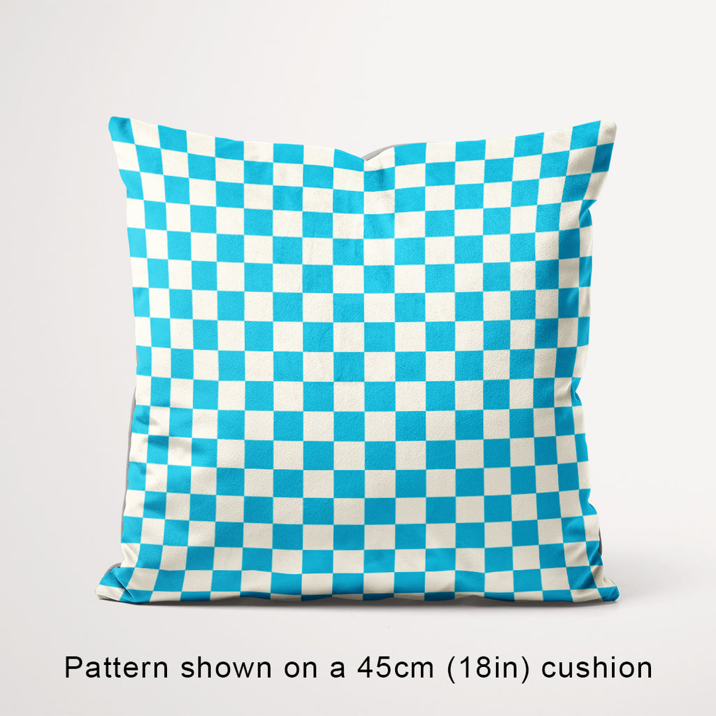Check Aqua and Cream fabric, 45cm view