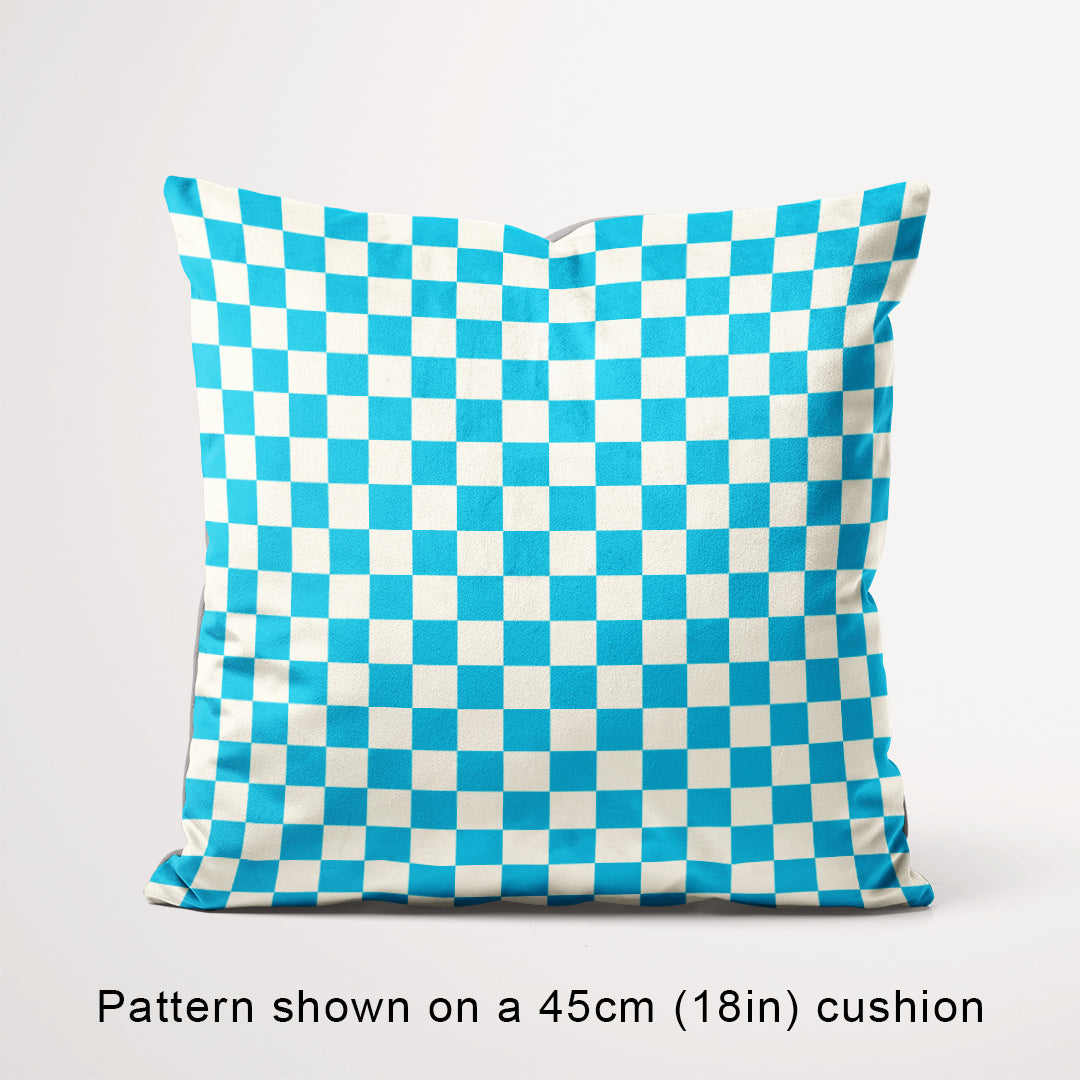Check Aqua and Cream fabric, 45cm view