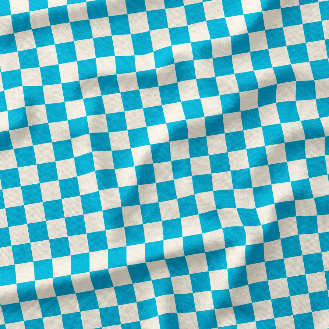Check Aqua and Cream fabric