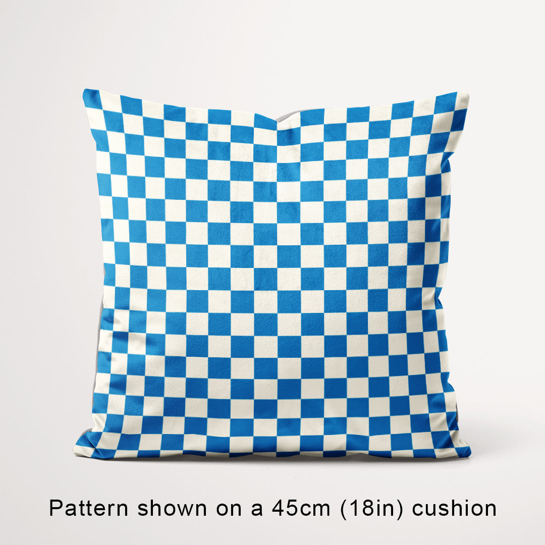 Check Blue and Cream fabric, 45cm view