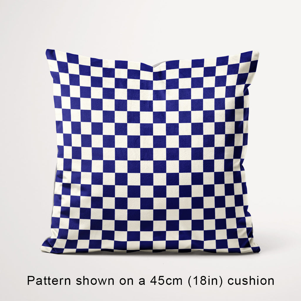 Check Dark Blue and Cream fabric, 45cm view