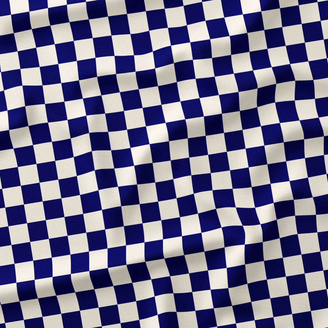 Check Dark Blue and Cream fabric