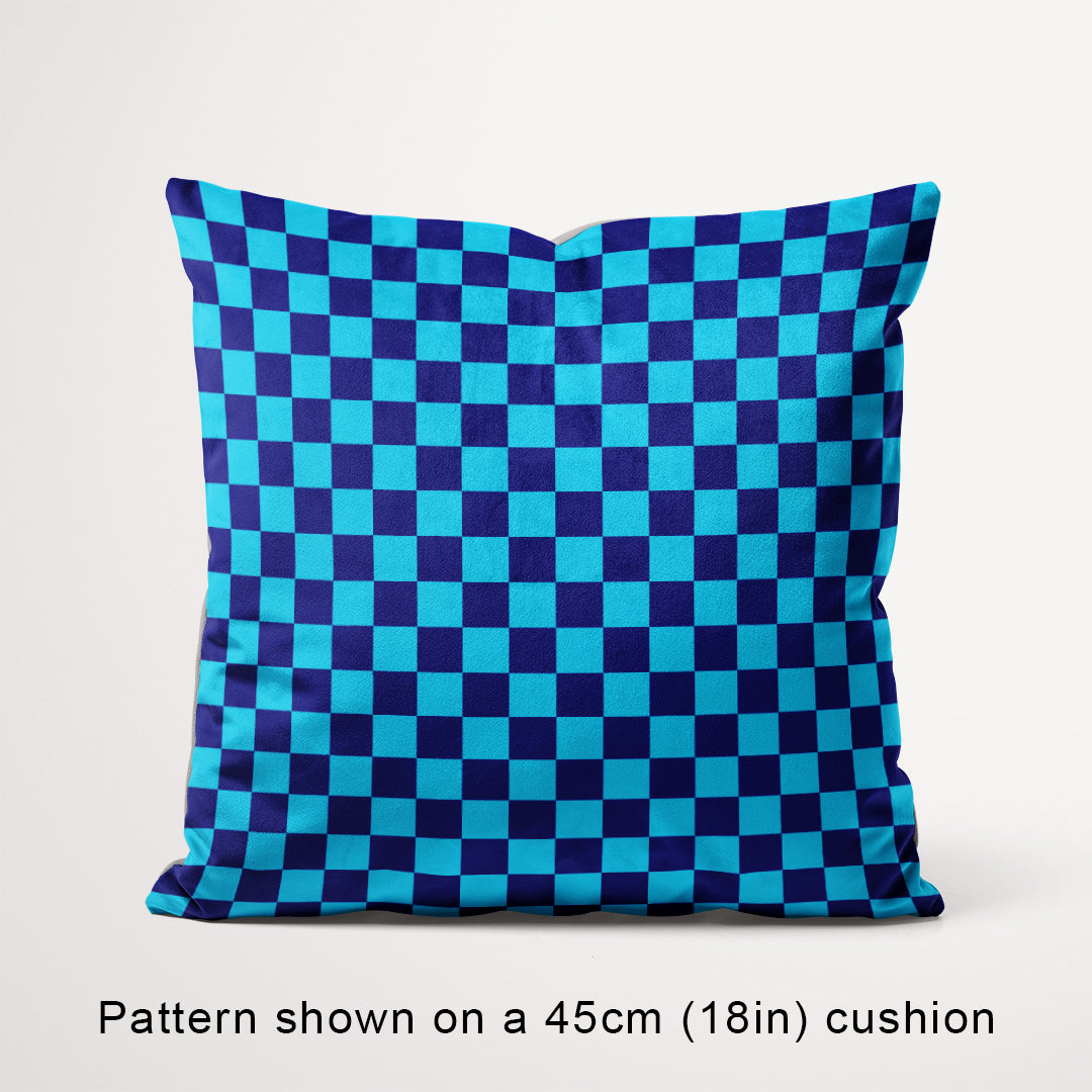 Check 1in Dark Blue and Aqua Fabric