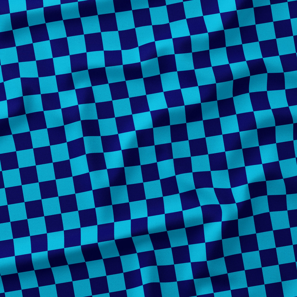 Check 1in Dark Blue and Aqua Fabric