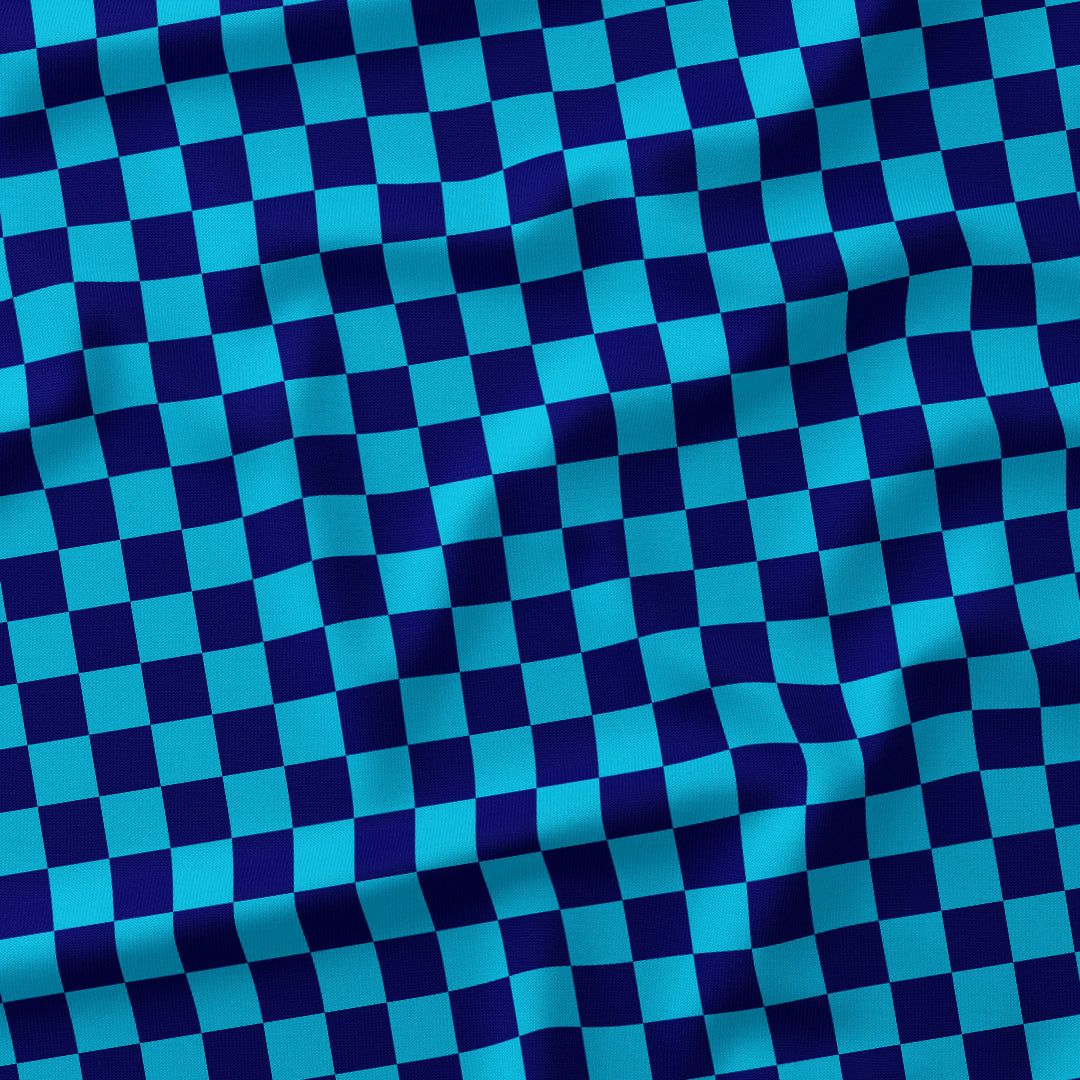 Check 1in Dark Blue and Aqua Fabric