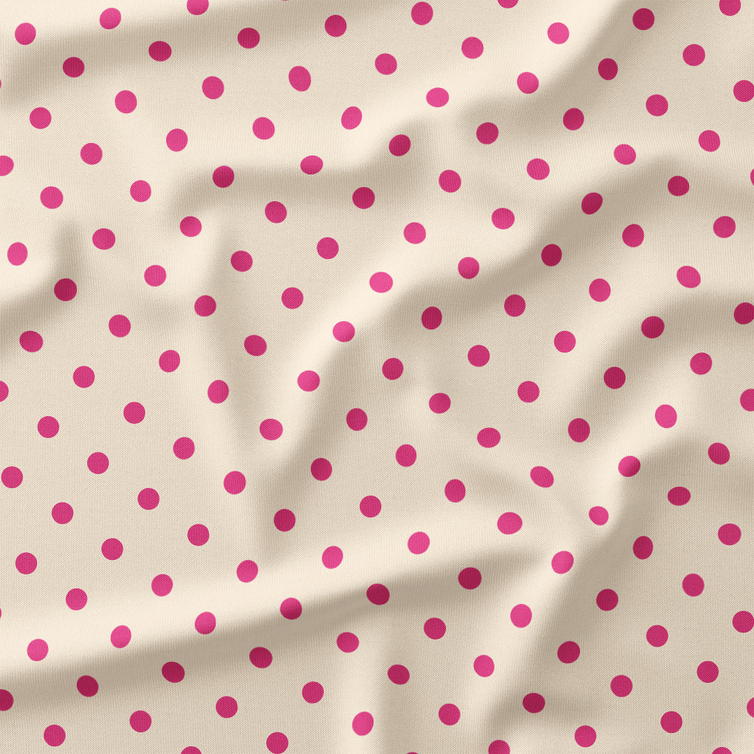 Polka Dot Dark Pink and Cream fabric