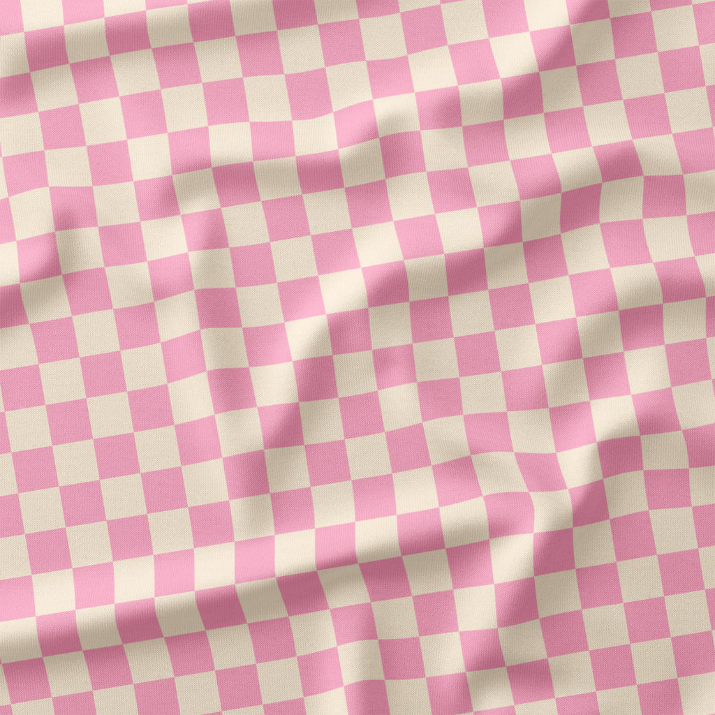 Check Light Pink and Cream fabric
