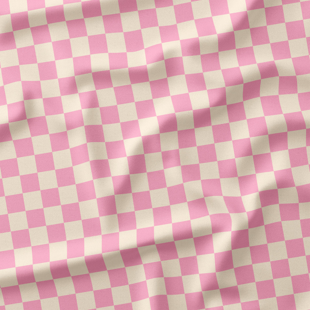 Check Light Pink and Cream fabric