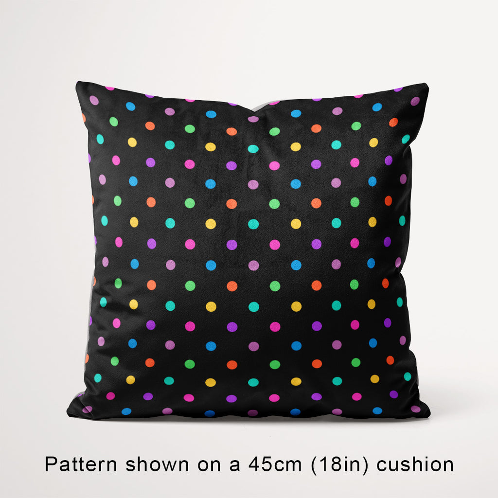 Polka Dot Muted Rainbow and Black fabric, 45cm view