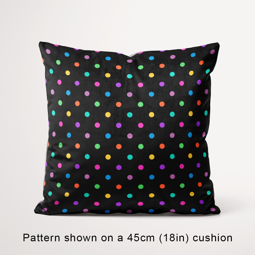 Polka Dot Muted Rainbow and Black fabric, 45cm view