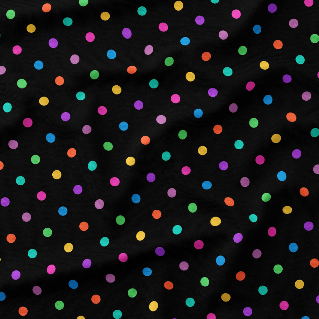 Polka Dot Muted Rainbow and Black fabric