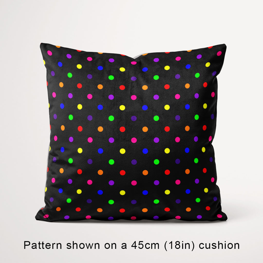 Polka Dot Rainbow and Black fabric, 45cm view