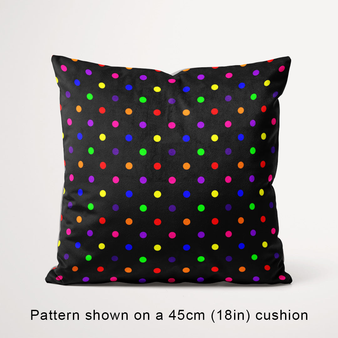 Polka Dot Rainbow and Black fabric, 45cm view