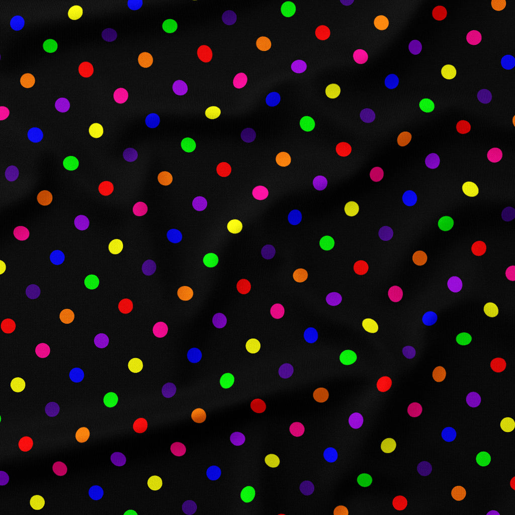 Polka Dot Rainbow and Black fabric