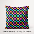 Check Muted Rainbow and Black fabric, 45cm view