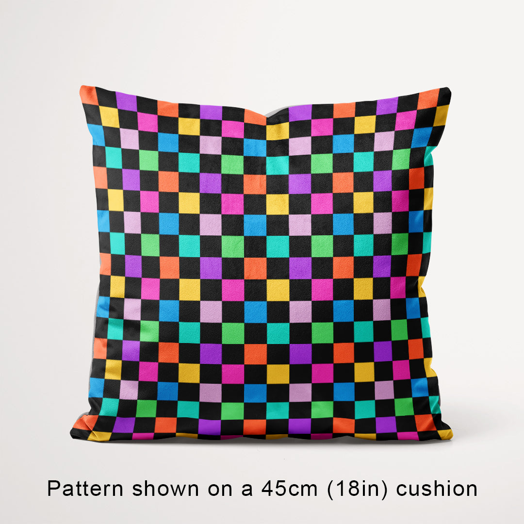 Check Muted Rainbow and Black fabric, 45cm view