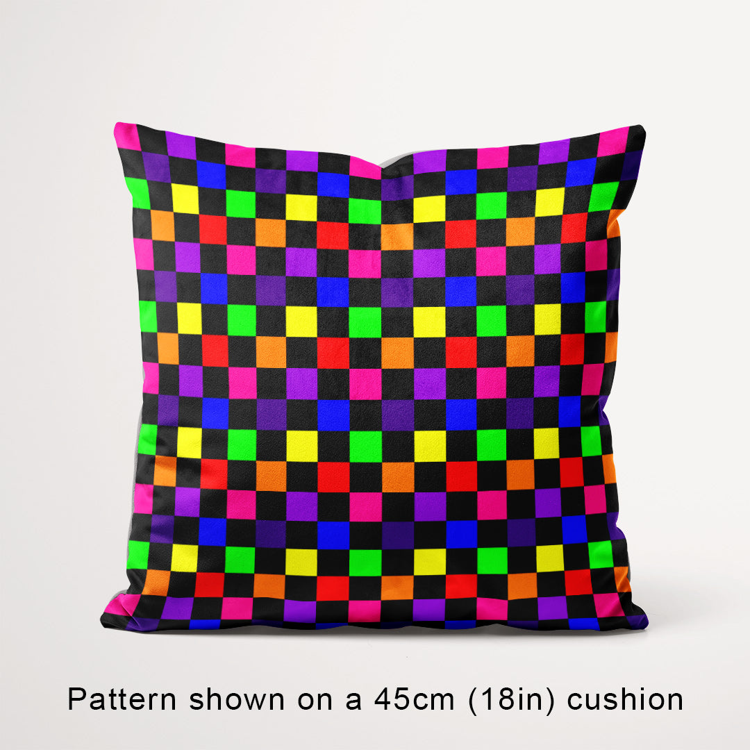 Check Rainbow and Black fabric, 45cm view
