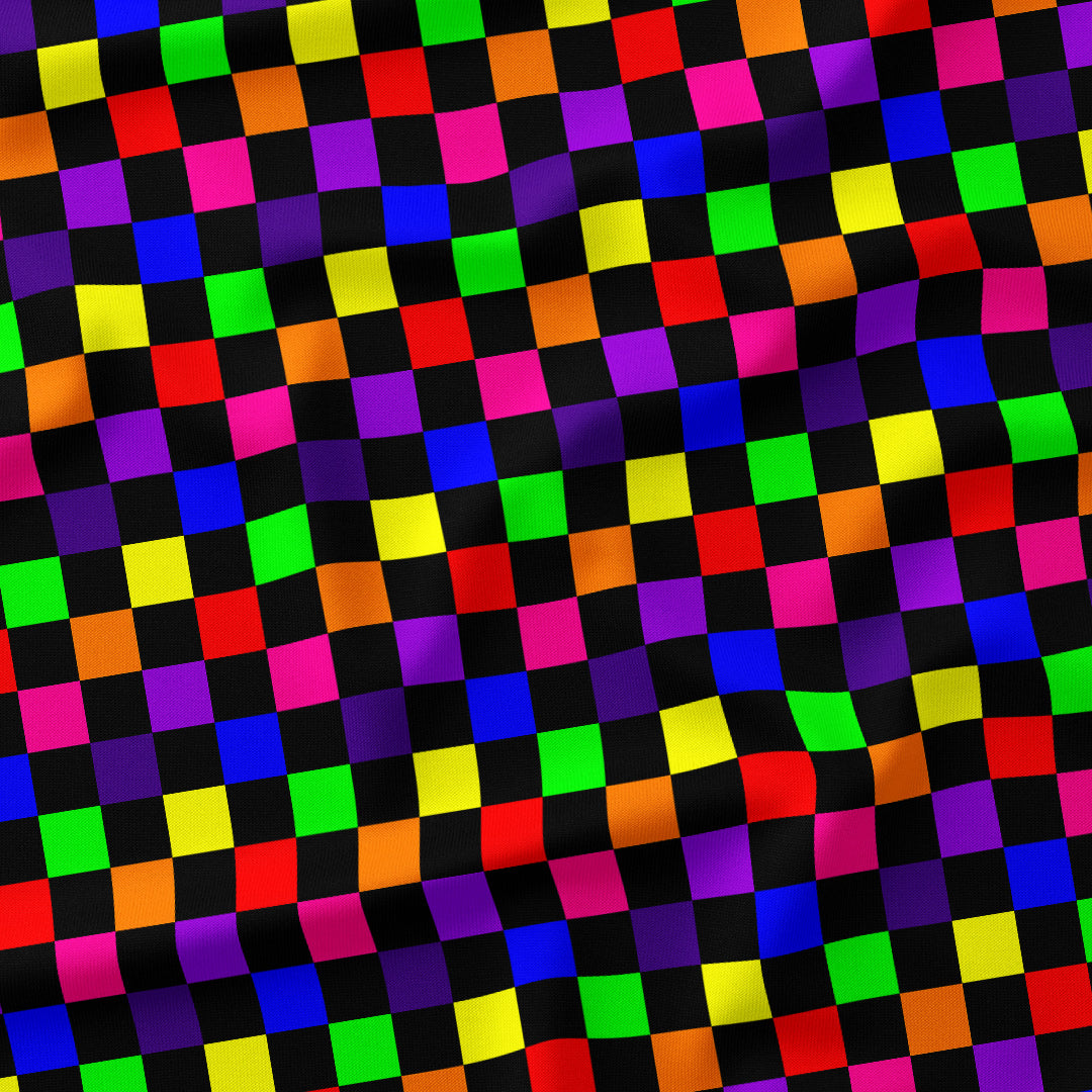 Check Rainbow and Black fabric
