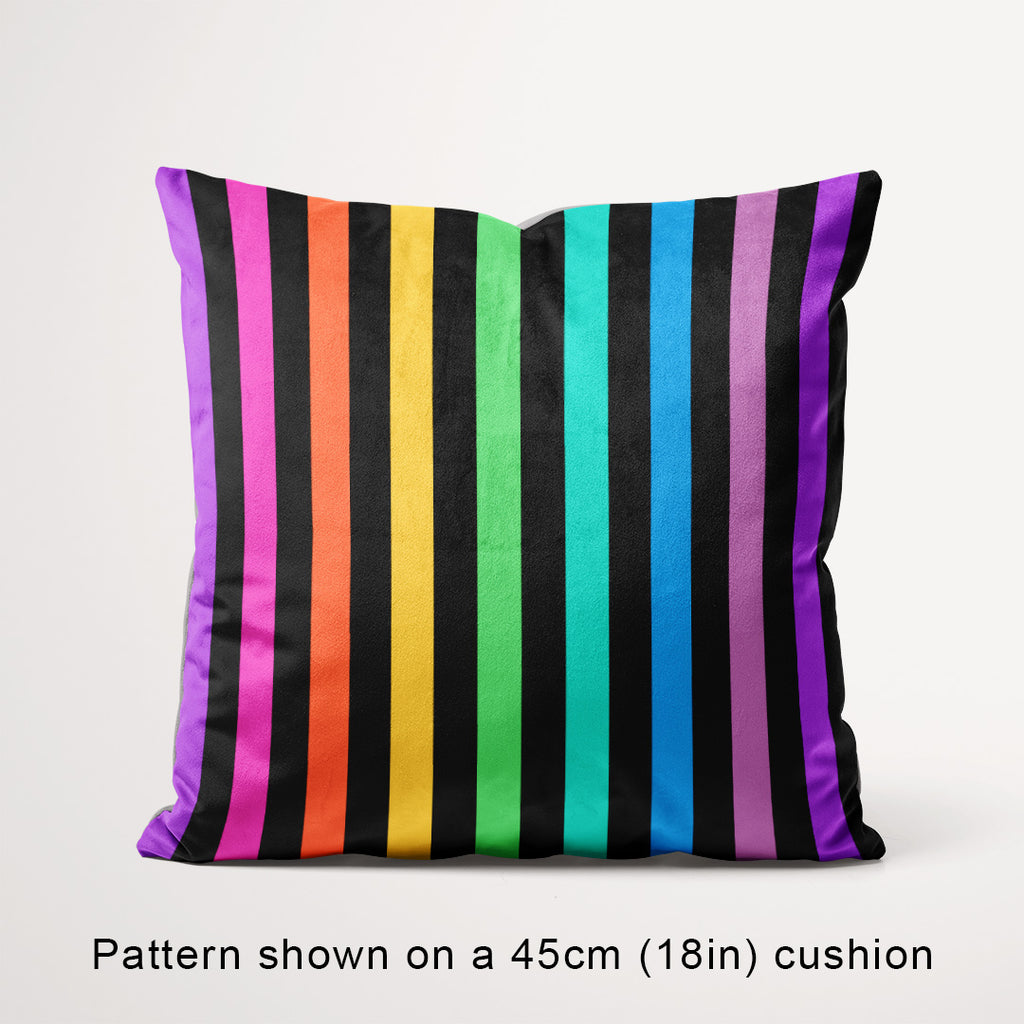 Stripe Muted Rainbow and Black fabric, 45cm view
