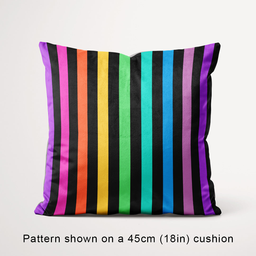 Stripe Muted Rainbow and Black fabric, 45cm view