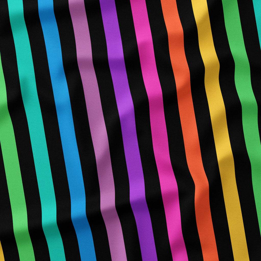 Stripe Muted Rainbow and Black fabric