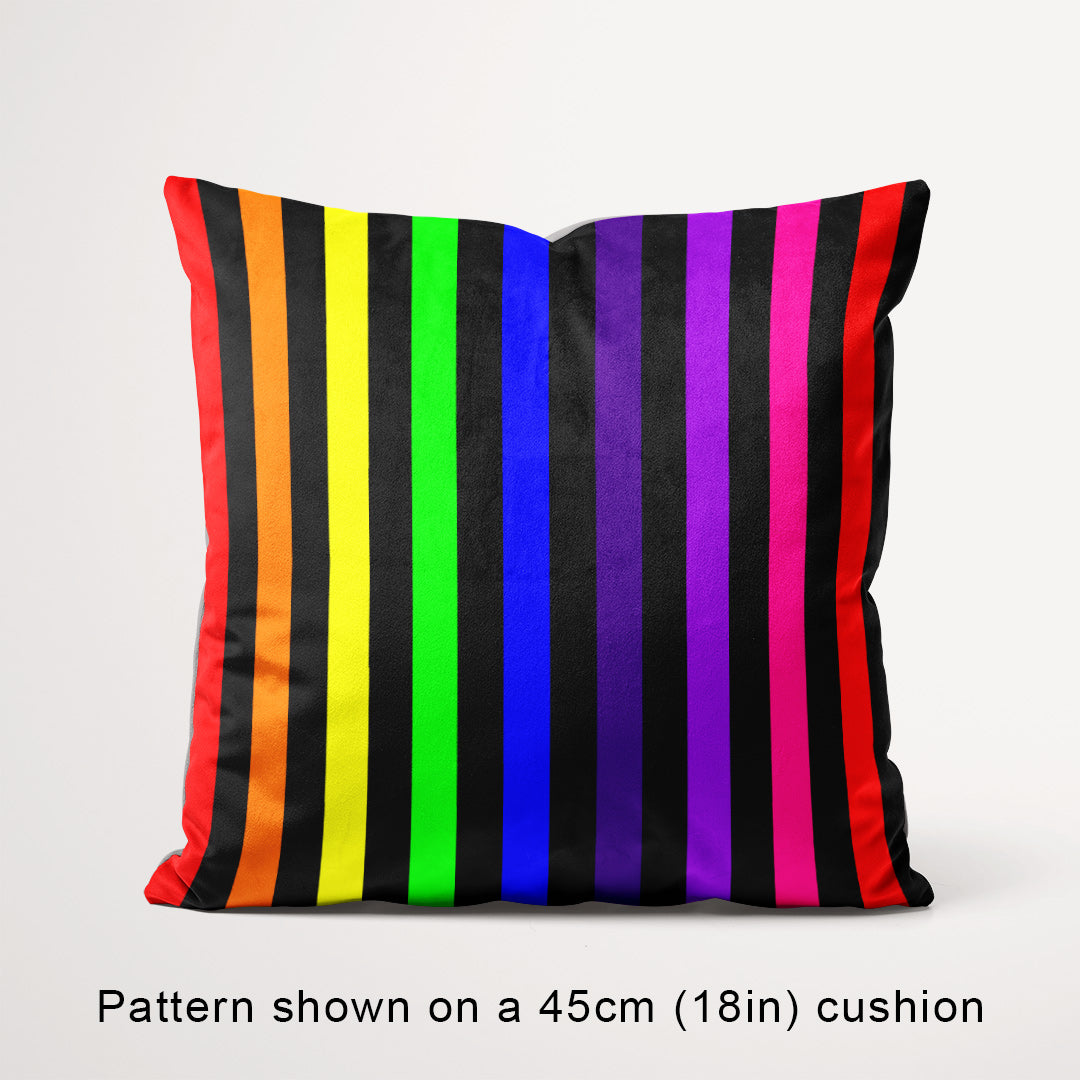 Stripe Rainbow and Black fabric, 45cm view