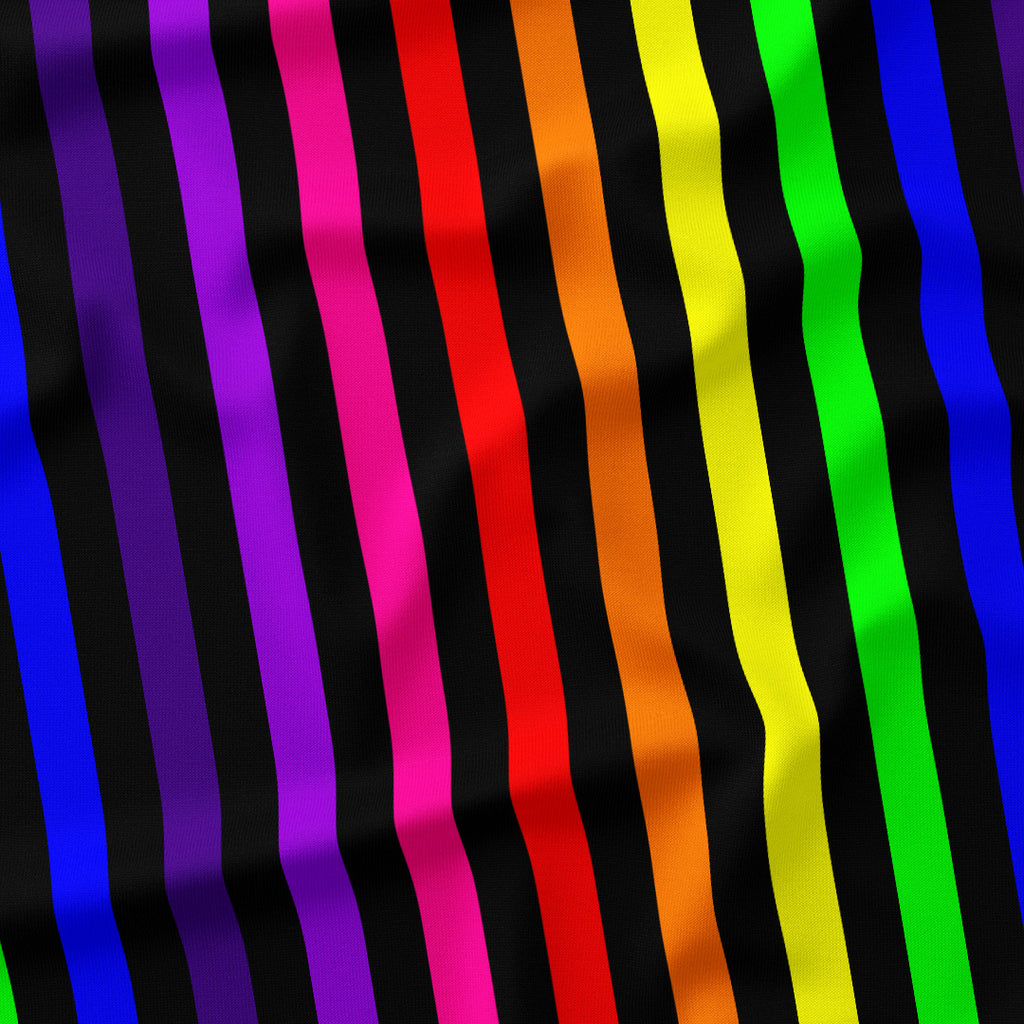 Stripe Rainbow and Black fabric