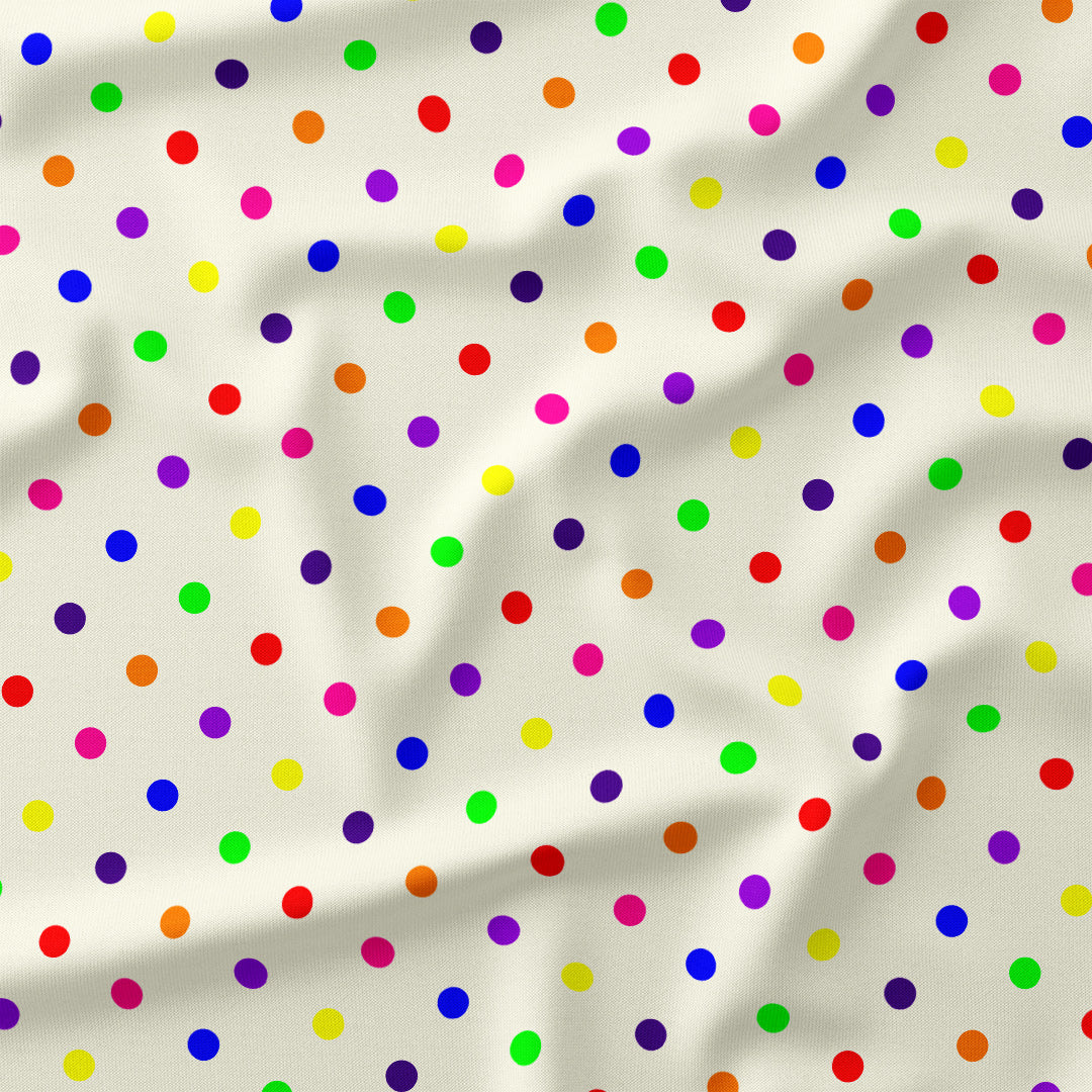 Polka Dot Rainbow and Cream fabric