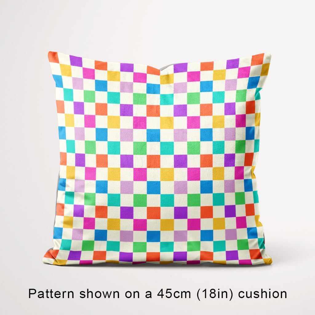 Check Muted Rainbow and Cream fabric, 45cm view