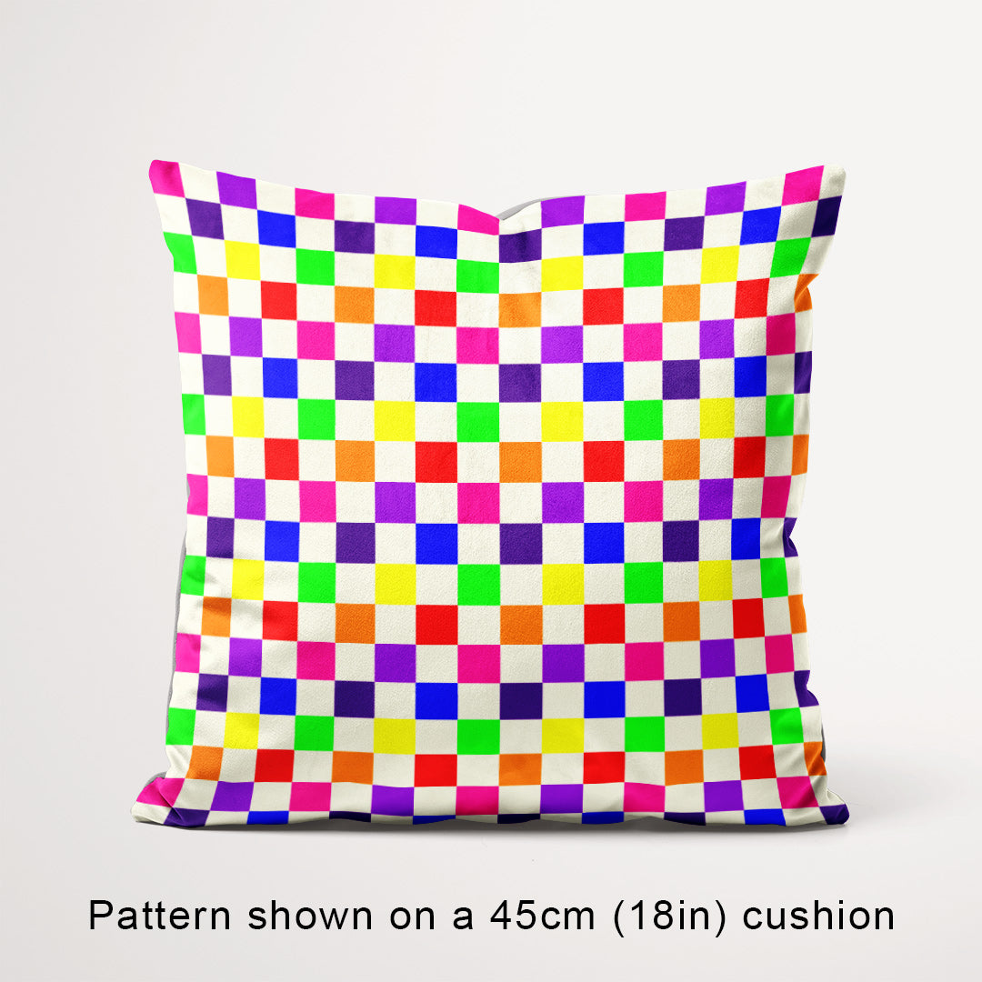 Check Rainbow and Cream fabric, 45cm view