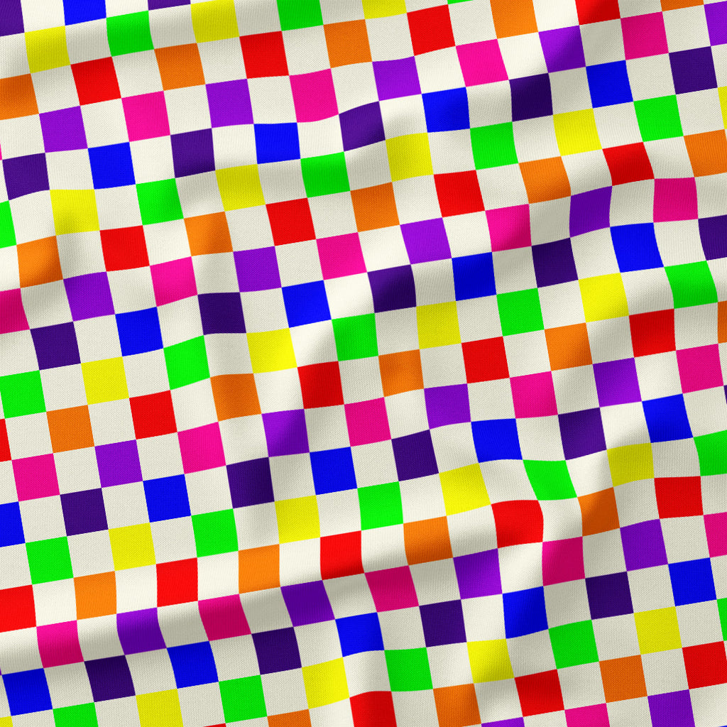 Check Rainbow and Cream fabric