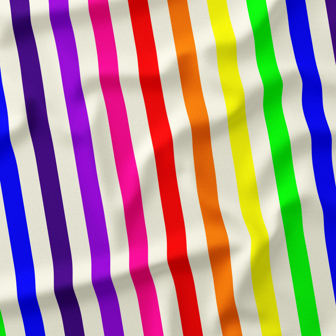 Stripe Rainbow and Cream fabric