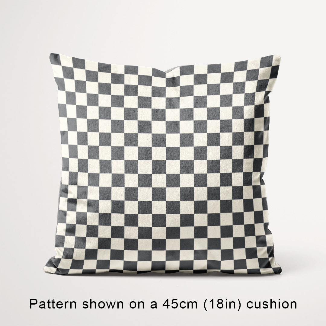 Check Dark Grey and Cream fabric, 45cm view