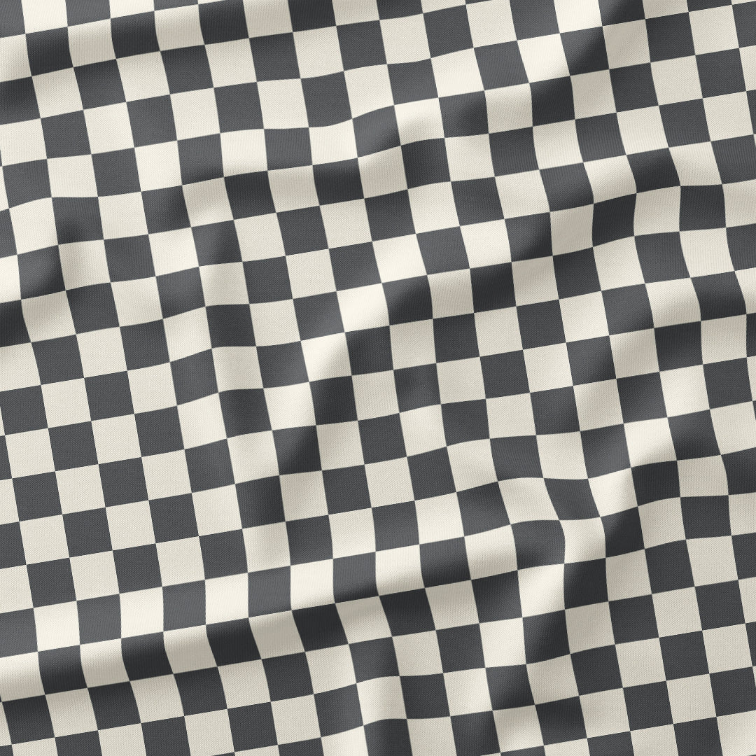 Check Dark Grey and Cream fabric