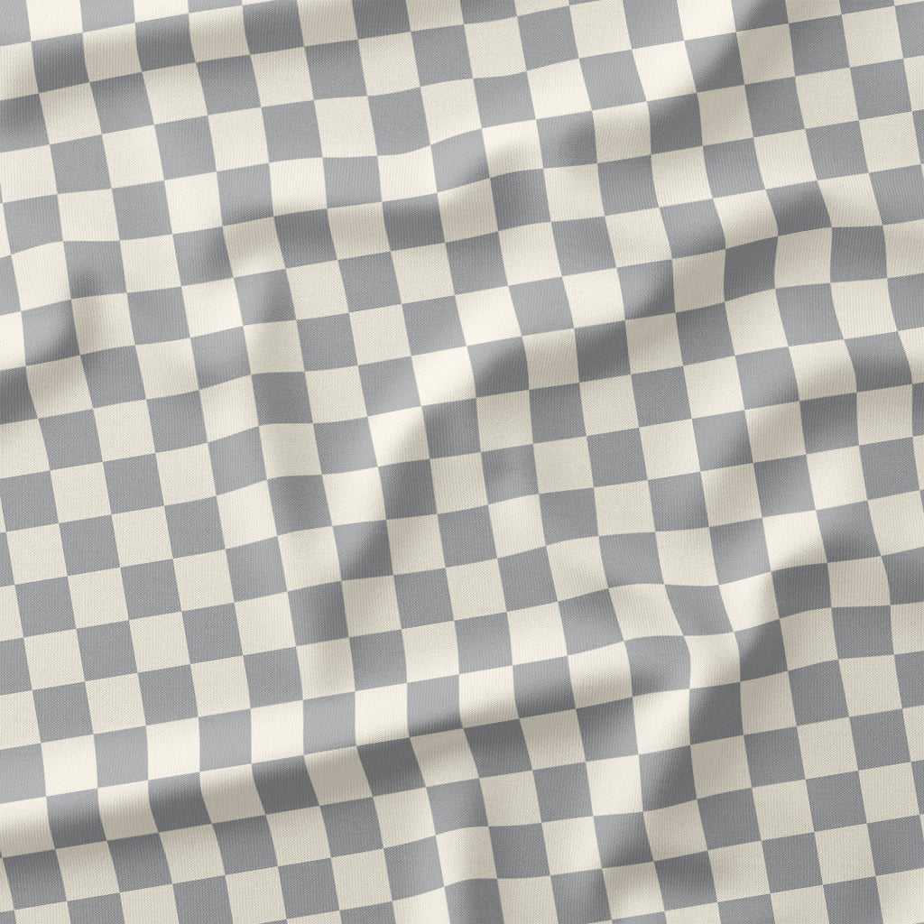 Check 1in Light Grey and Cream Fabric