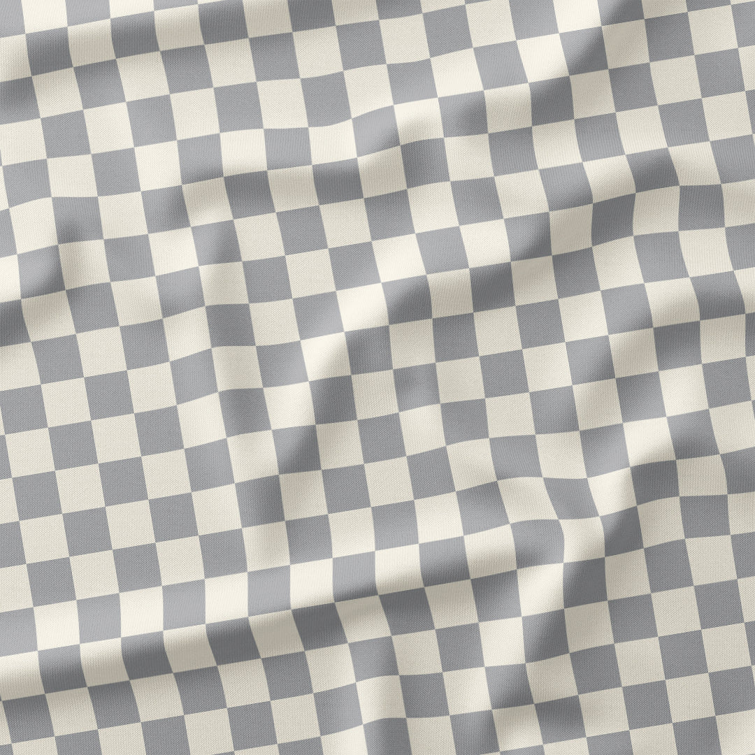 Check 1in Light Grey and Cream Fabric