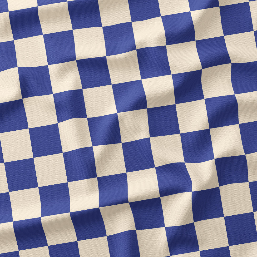 Check Cream and Blue fabric