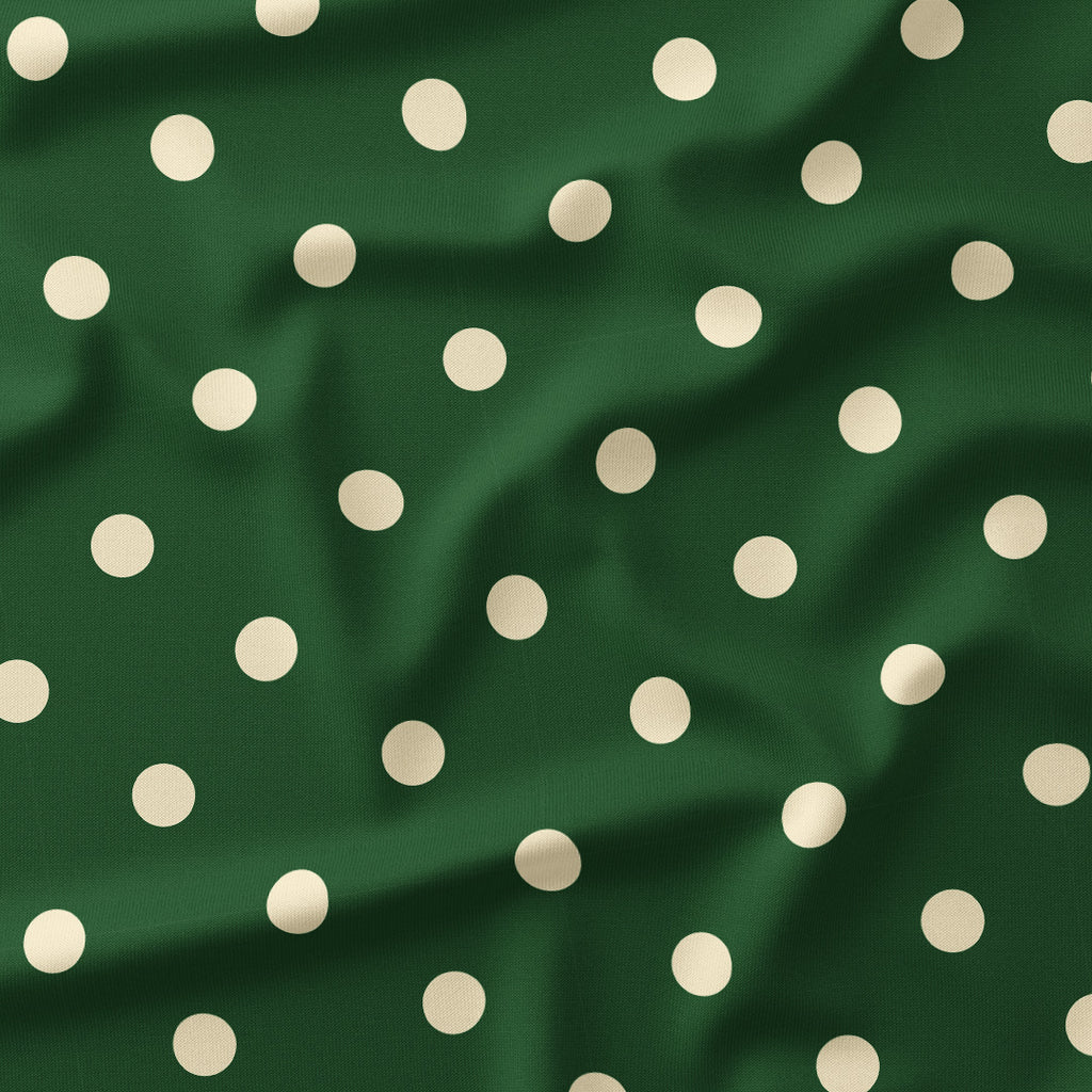 Polka Dot Cream and Dark Green fabric