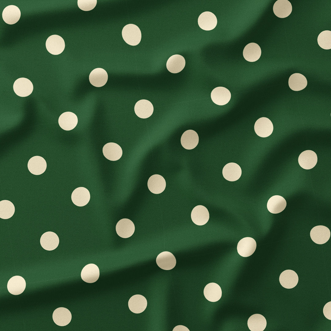 Polka Dot Cream and Dark Green fabric