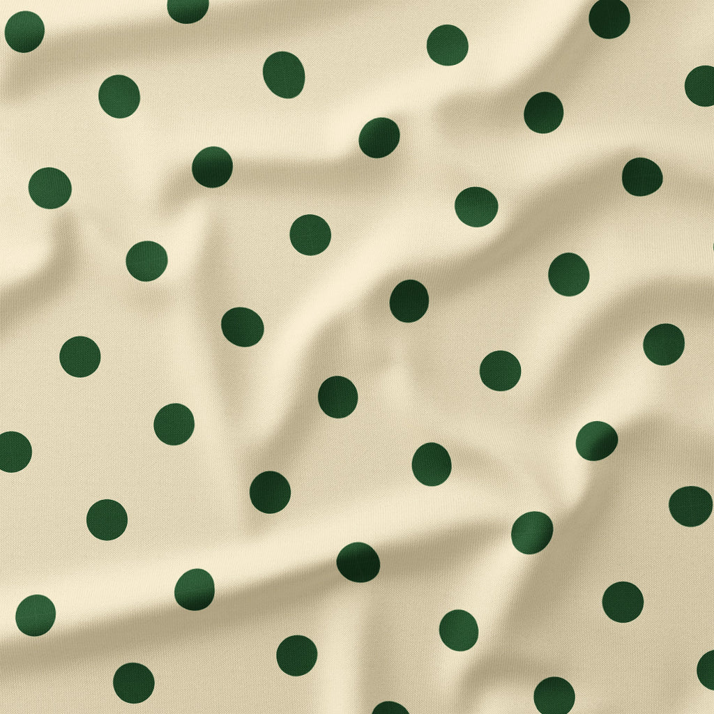 Polka Dot Dark Green and Cream fabric