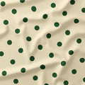 Polka Dot Dark Green and Cream fabric