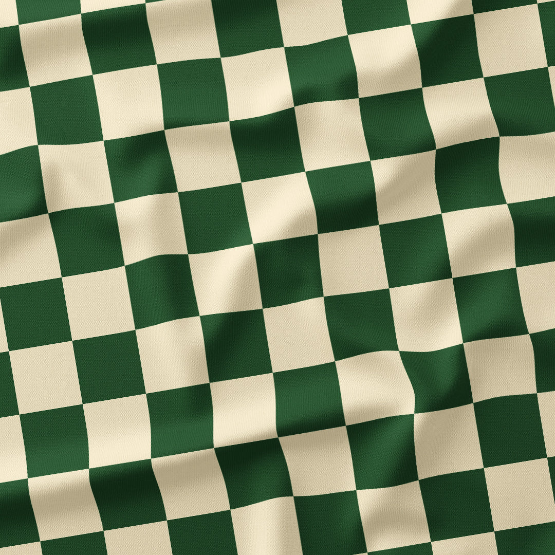 Check Cream and Dark Green fabric