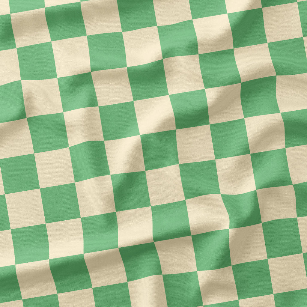 Check Cream and Mint fabric