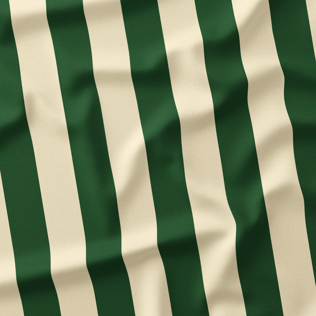 Stripe Cream and Dark Green fabric